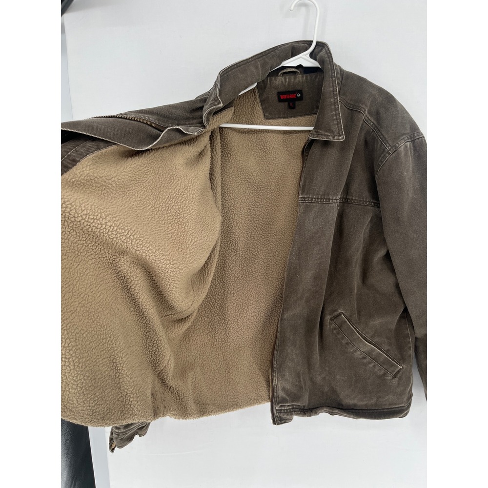 Wolverine Canvas Work Jacket Mens XL Fleece Lined Full Zip Brown